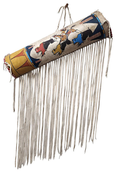 Native American Made Hand Painted Cylinder Parfleche Case