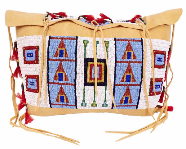 Native American Made XLG Tipi Bag: Old Stock Italian Beads on