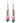 Native American Hand Beaded Earrings: Pink Feathers