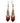 Native American Hand Beaded Earrings: Red Feathers